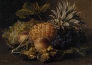 Fruits and hazelnuts in a basket unknow artist